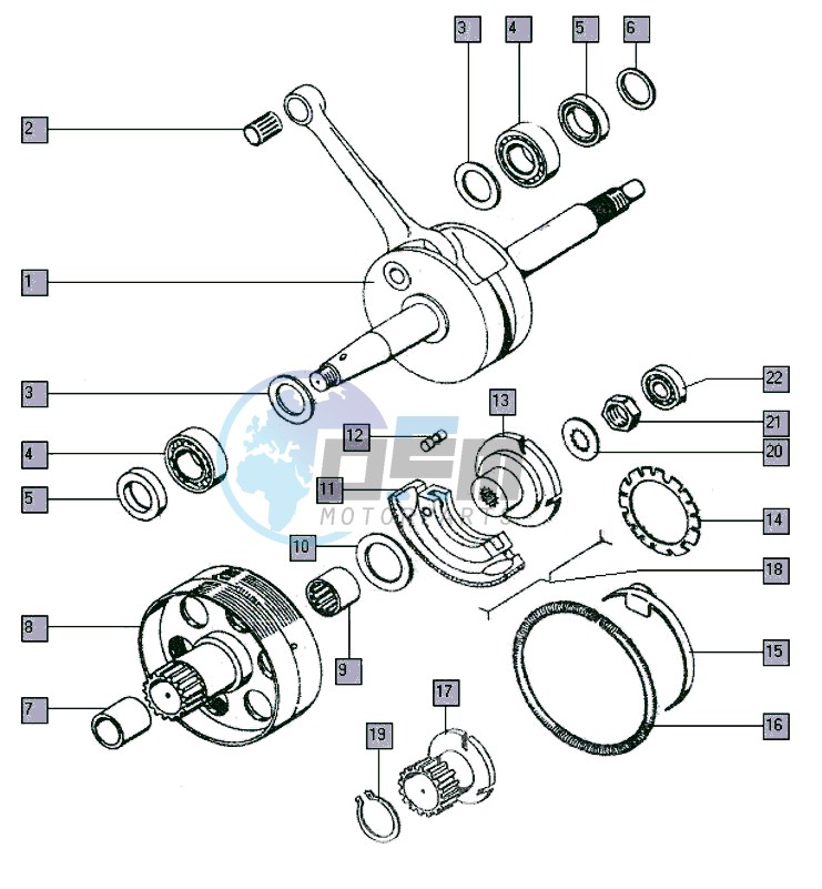 Crankshaft-cluth-magneto