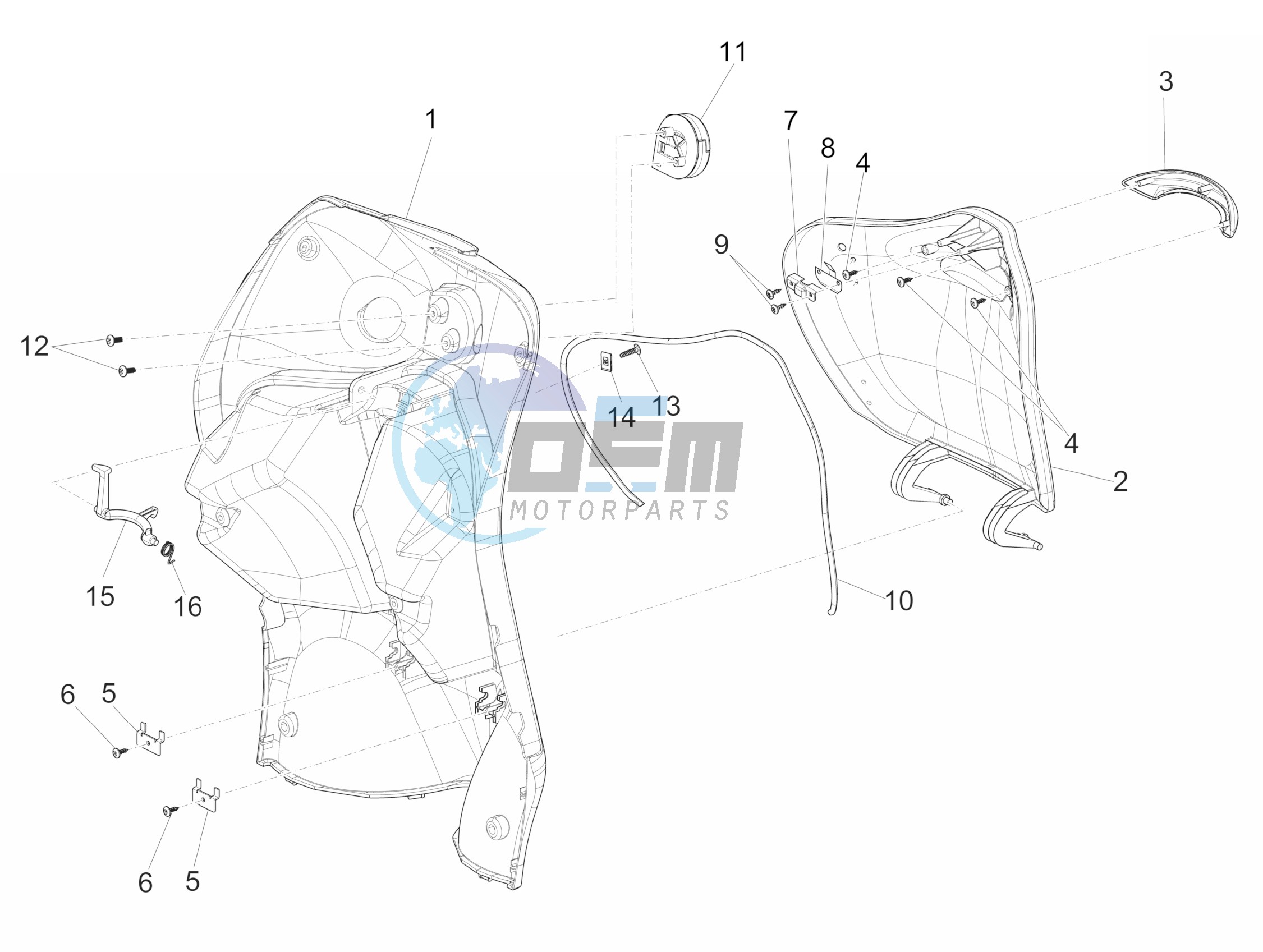 Front glove-box - Knee-guard panel