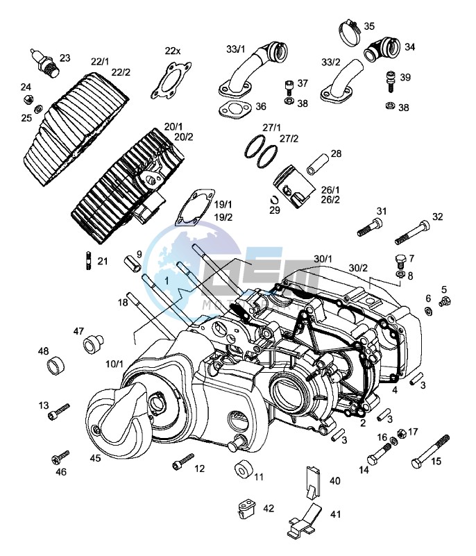 Crankcase-cylinder-piston