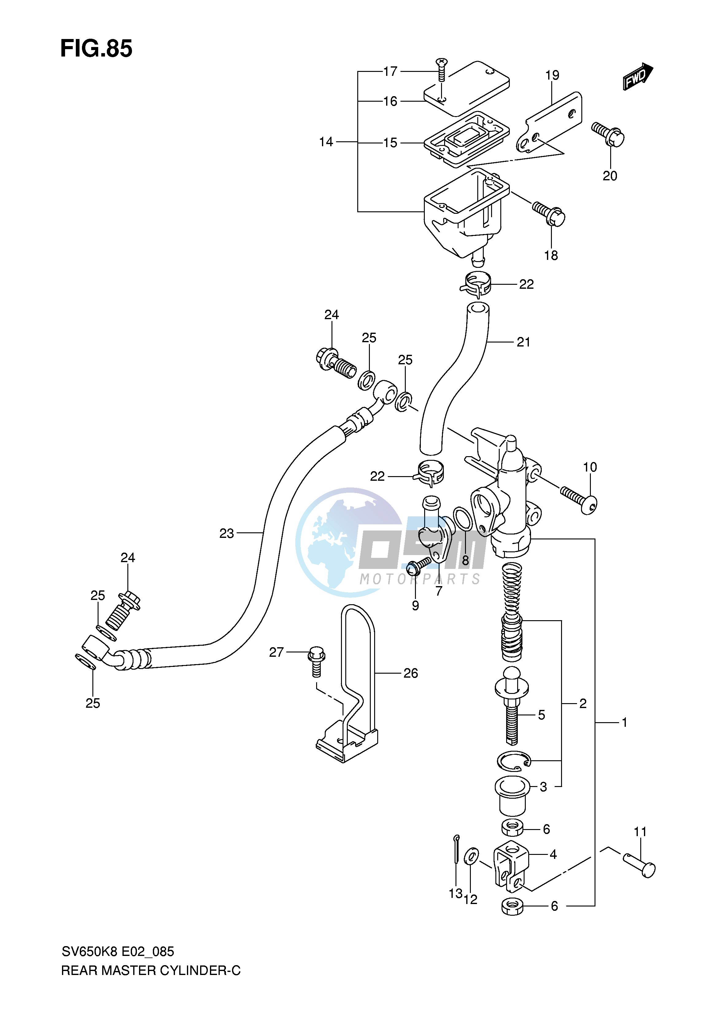 REAR MASTER CYLINDER (SV650K8 UK8 SK8 SUK8 K9 UK9 SK9 SUK9 SL0 SUL0)