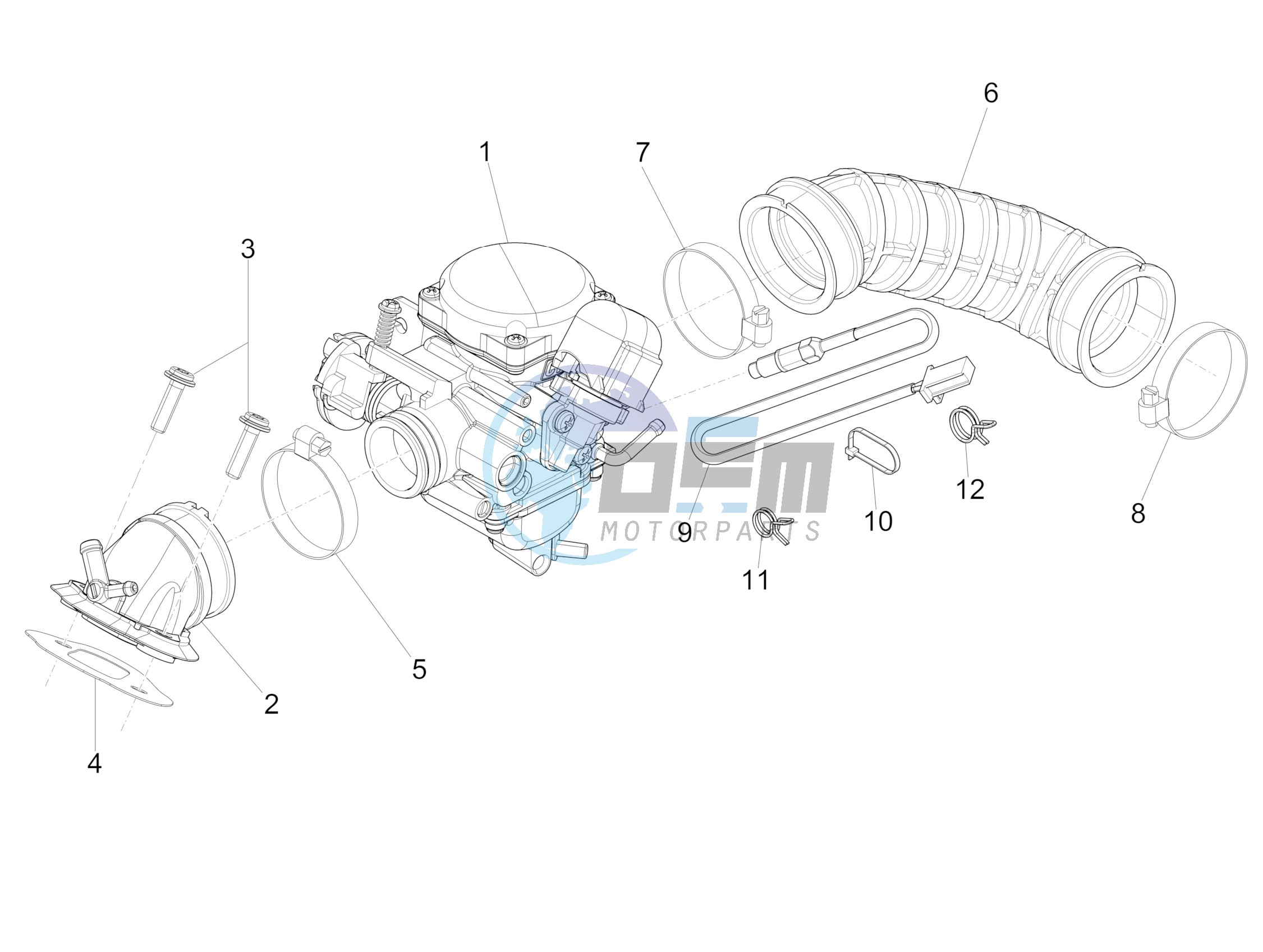 Carburettor, assembly - Union pipe