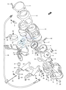 GSX-R1100W (E28) drawing SPEEDOMETER (MODEL P R)