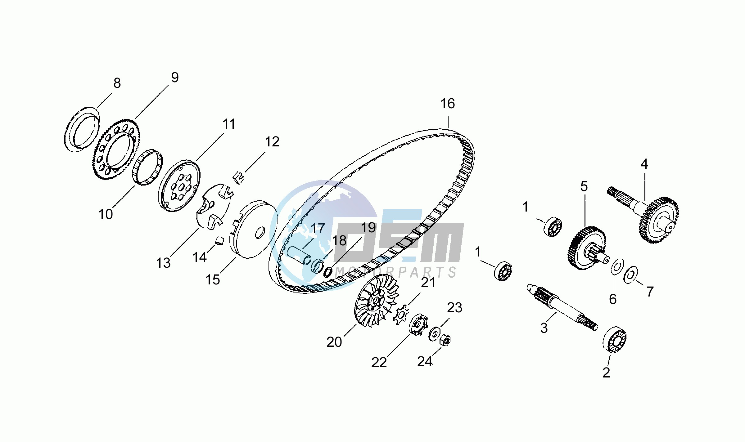 Half-pulley assy. driving