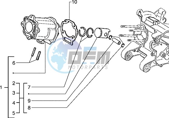 Cylinder-piston-wrist pin assy