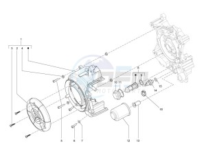 S 150 4T 2V ie E3 College drawing Flywheel magneto cover - Oil filter