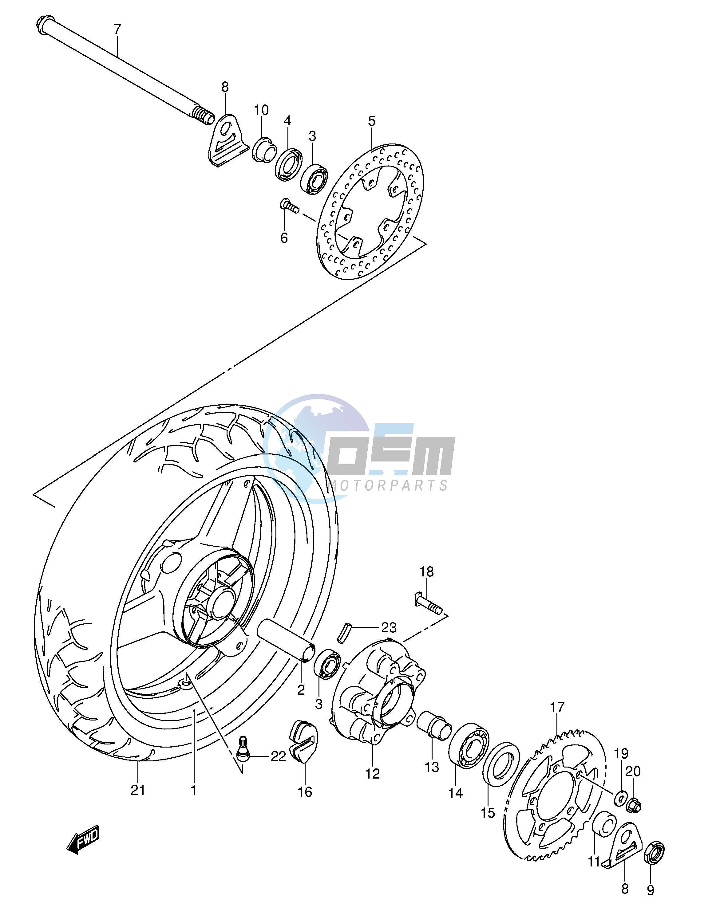 REAR WHEEL (SEE NOTE)