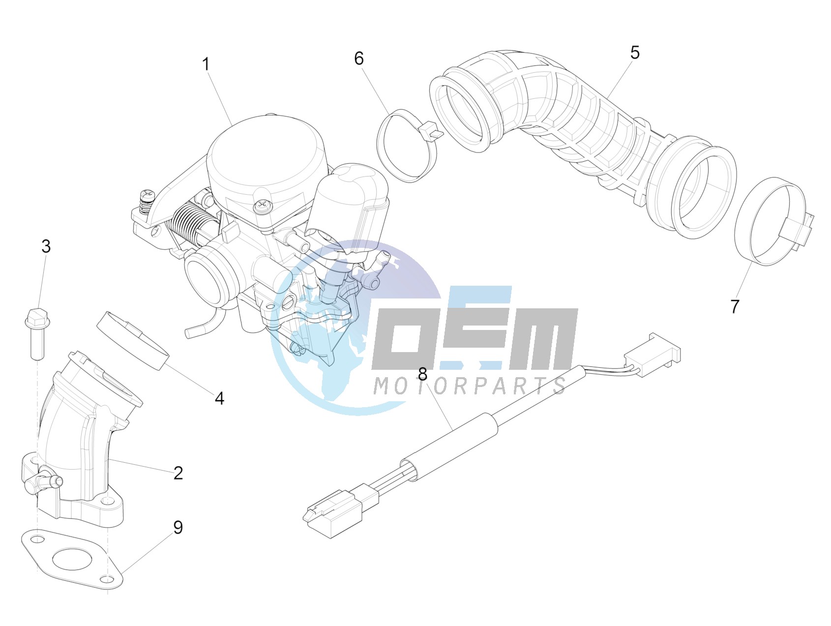 Carburettor, assembly - Union pipe