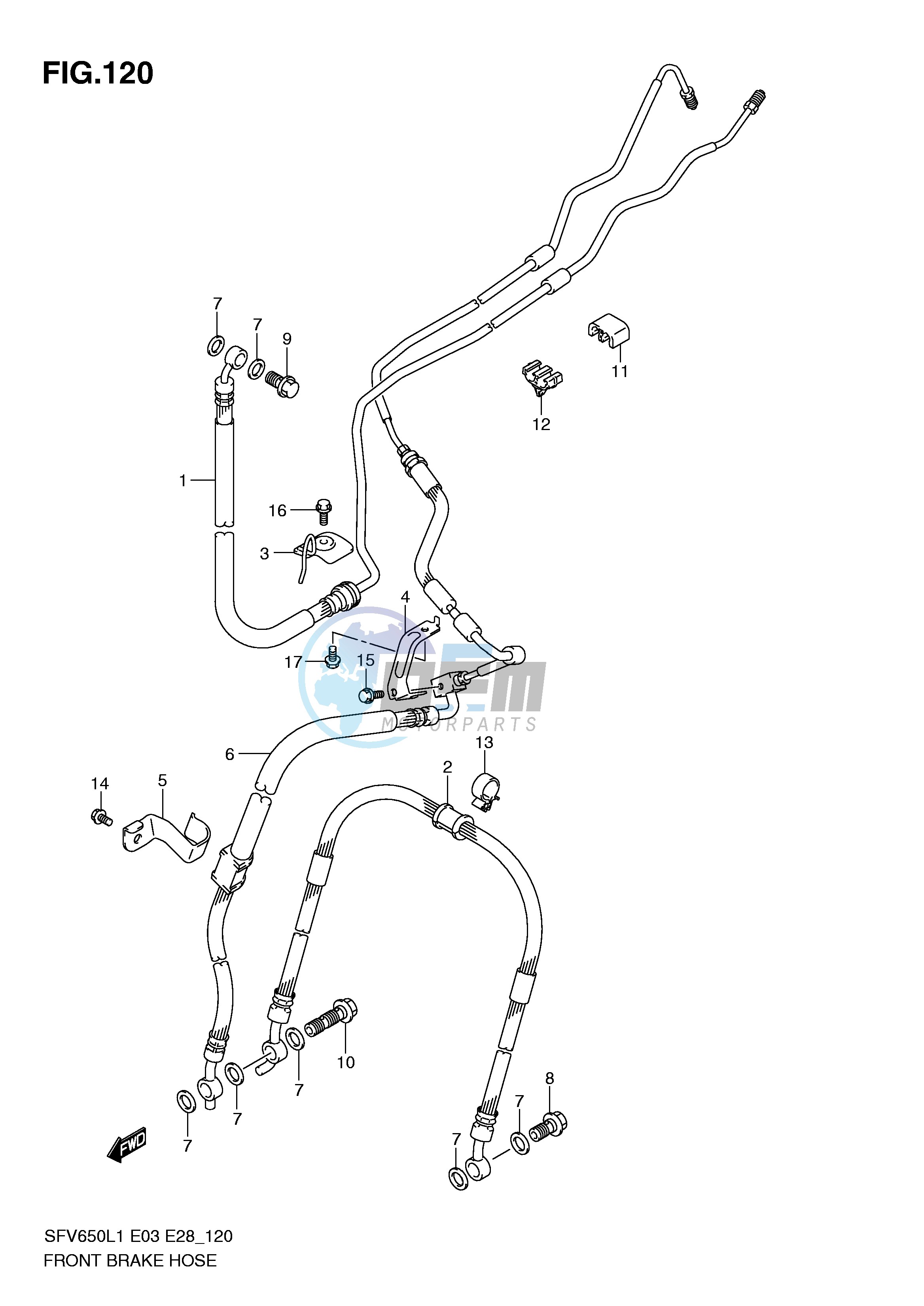 FRONT BRAKE HOSE (SFV650AL1 E28)