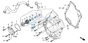 SH300R drawing RIGHT CRANKCASE COVER/ WATER PUMP