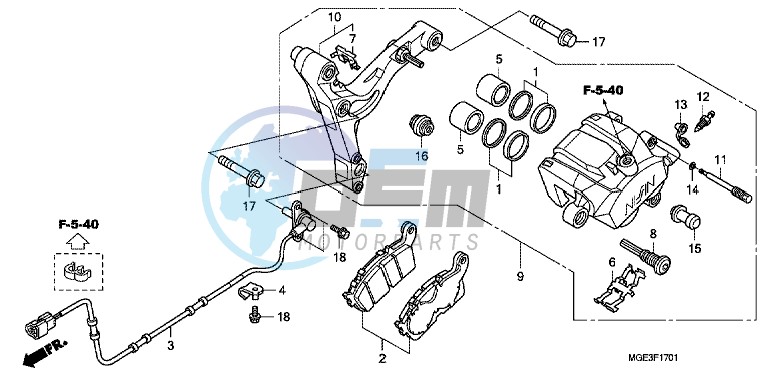 REAR BRAKE CALIPER (VFR1200FD)