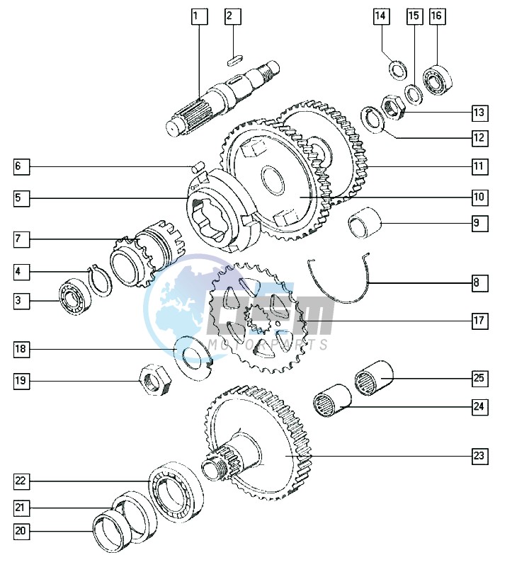 Countershaft-mainshaft