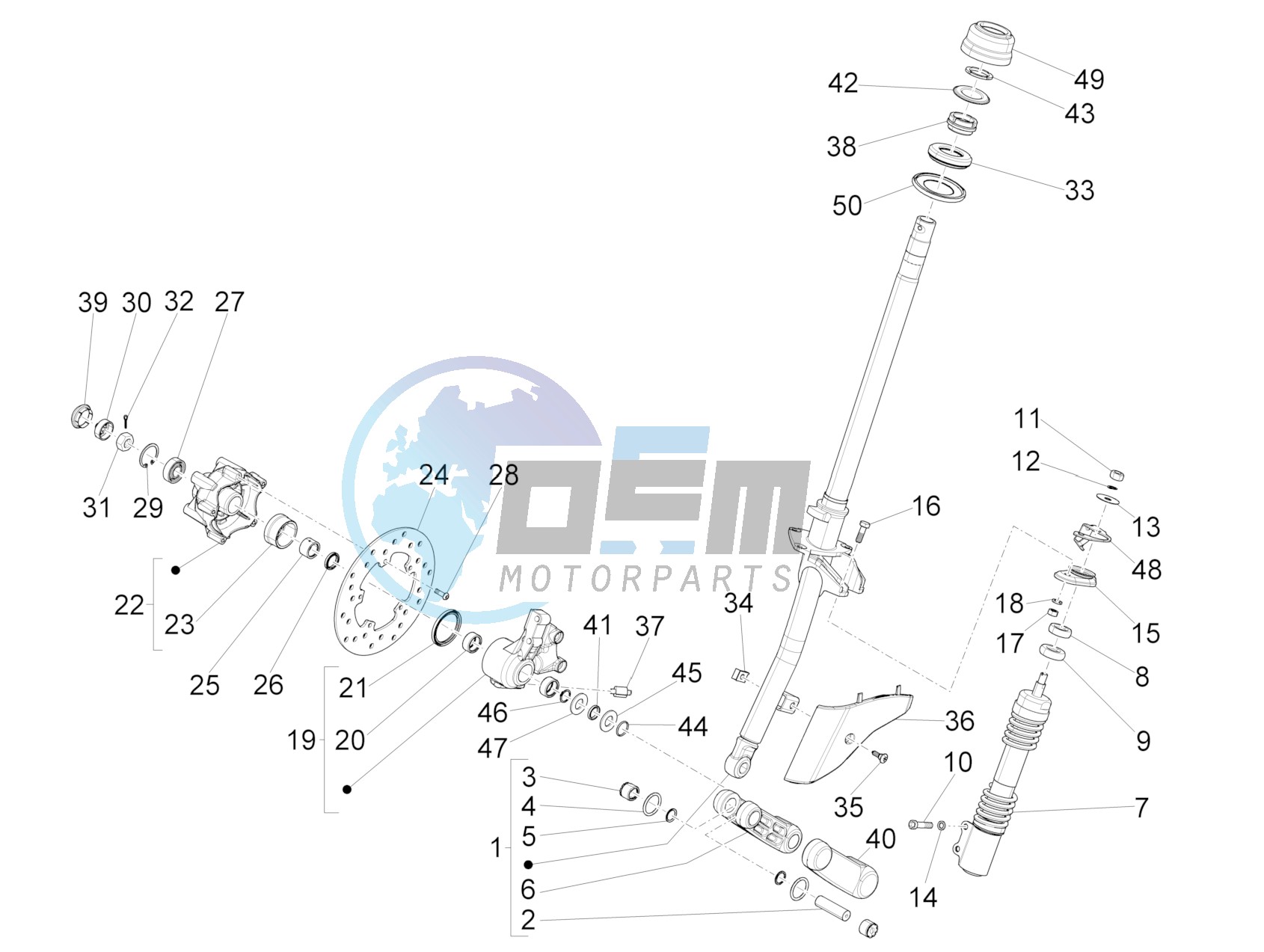 Fork/steering tube - Steering bearing unit