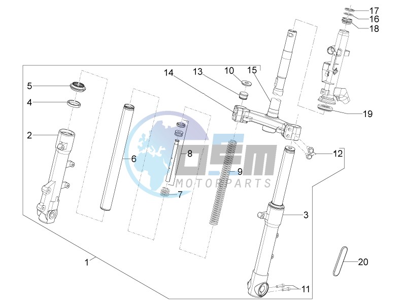 Fork steering tube - Steering bearing unit