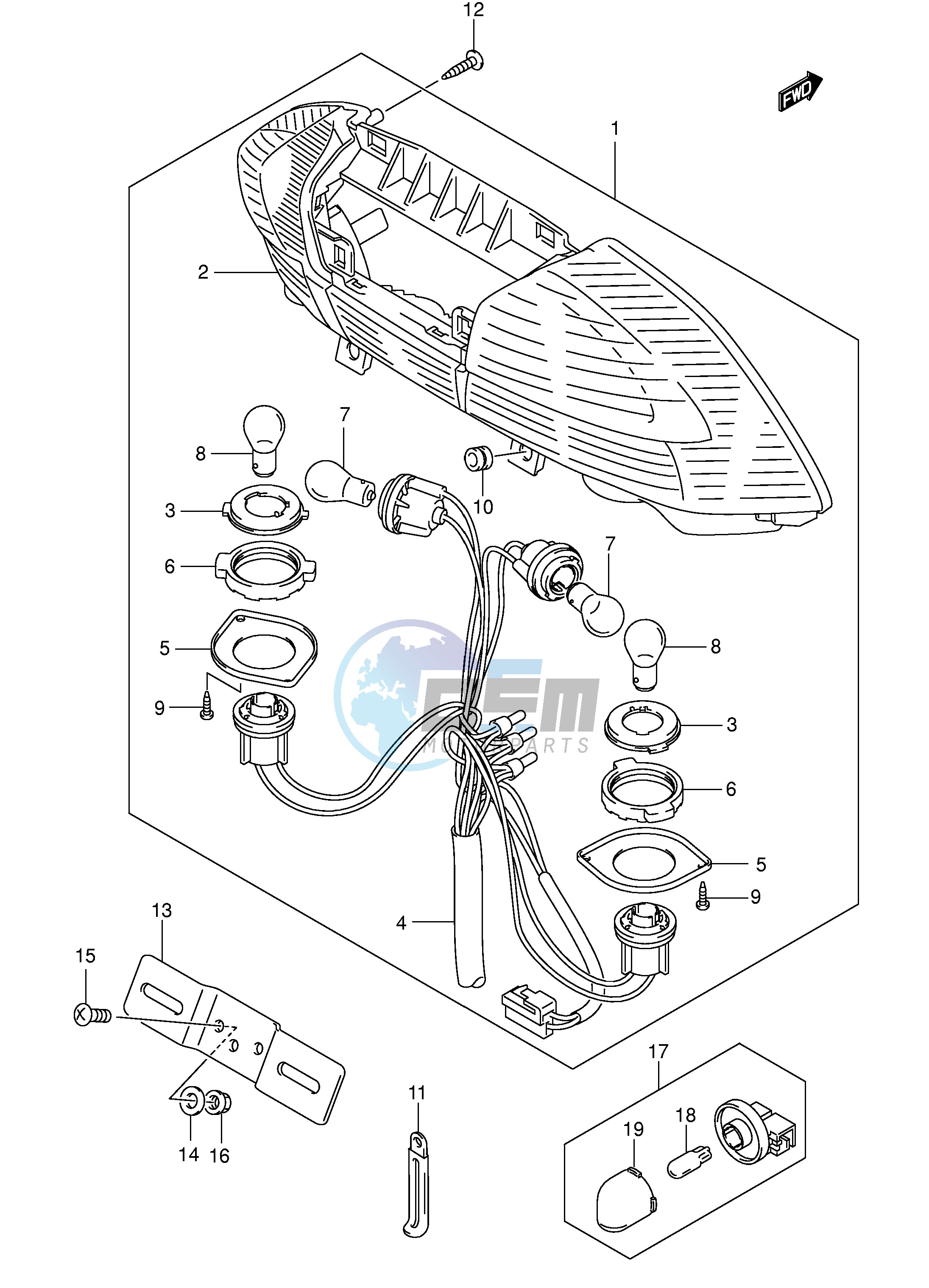 REAR COMBINATION LAMP (MODEL K3 K4 K5 K6 E2,E19,E24,E71)