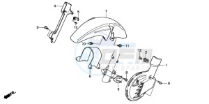 NX500 DOMINATOR drawing FRONT FENDER/ FRONT DISK COVER