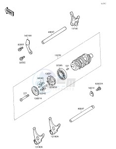 ZX 750 H [NINJA ZX-7] (H1) [NINJA ZX-7] drawing GEAR CHANGE DRUM_SHIFT FORK-- S- -