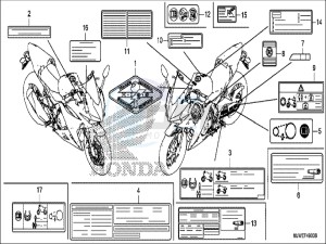 CBR500RAH CBR500R ED drawing CAUTION LABEL