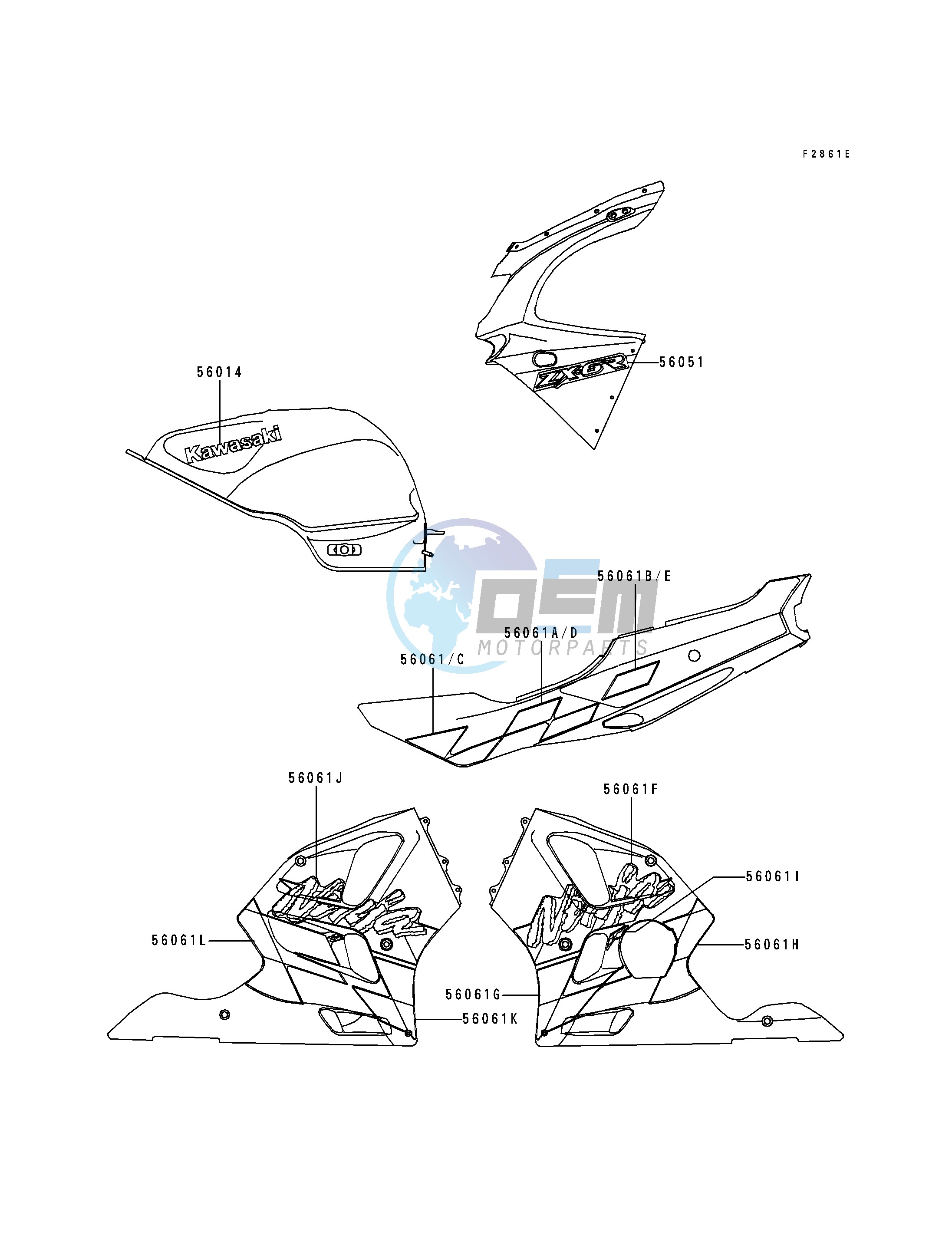 DECALS-- GREEN- --- ZX600-F3- -