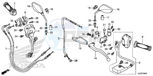 CRF250LD CRF250L UK - (E) drawing HANDLE LEVER/SWITCH/CABLE/MIRROR