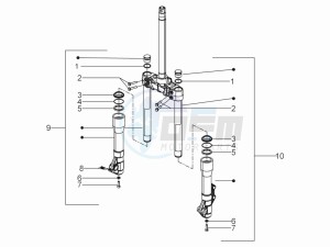 Beverly 250 Cruiser e3 drawing Front fork components (Mingxing)