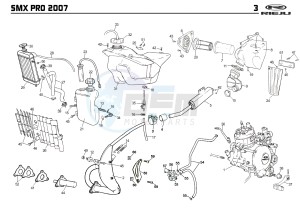 SMX PRO 50 drawing EXHAUST,RADIATOR,TANK, AIRFILTER