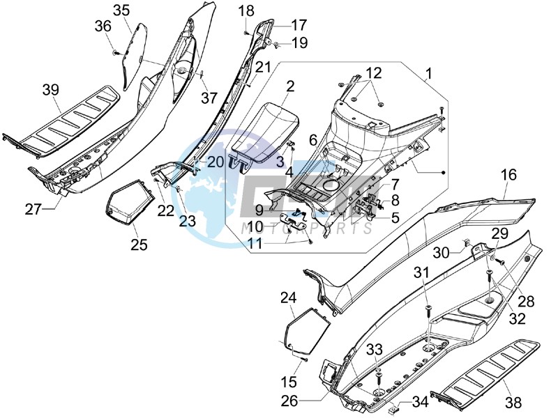 Central cover - Footrests