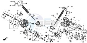 VT750DC SHADOW SPIRIT drawing CARBURETOR (COMPONENT PARTS)