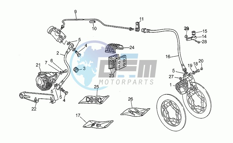 Front lh/rear brake system