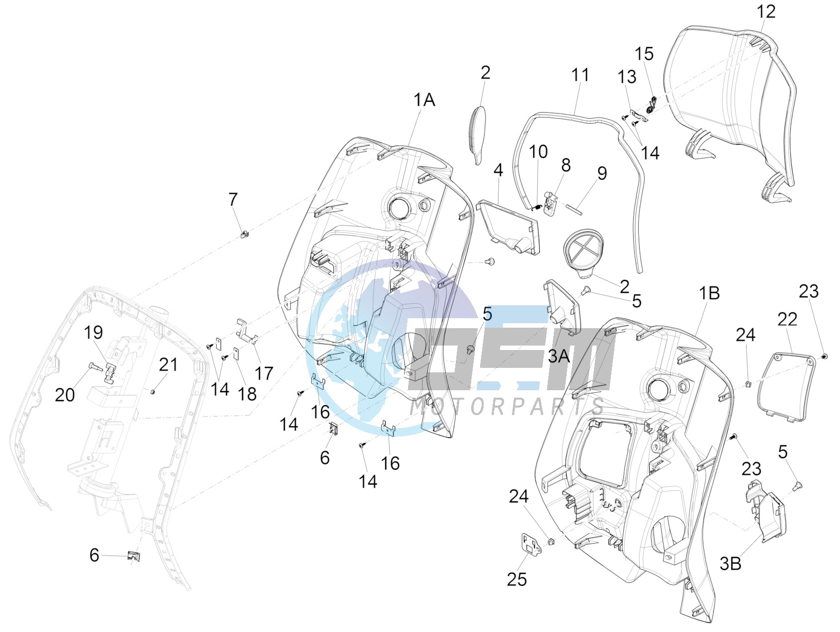 Front glove-box - Knee-guard panel