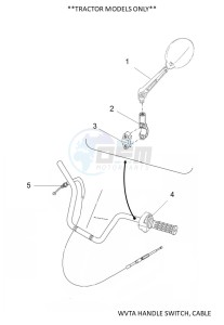 YFM450FWBD KODIAK 450 (B5R1) drawing WVTA HANDLE SWITCH, CABLE