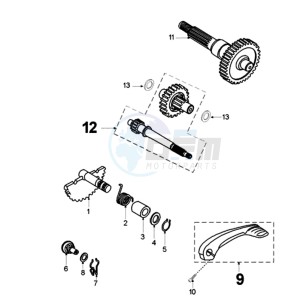 TKR 2 E drawing GEARBOX AND KICKSTART