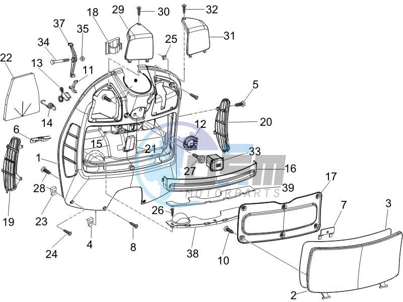 Front glovebox - Knee-guard panel