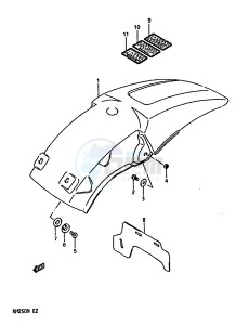 RM250 (K-L-M-N) drawing REAR FENDER (MODEL K L M)