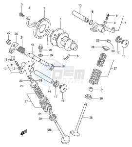 DR350 (E1) drawing CAM SHAFT - VALVE