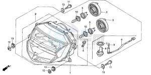 CBR1100XX SUPER BLACKBIRD drawing HEADLIGHT