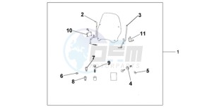 PES1509 Europe Direct - (ED) drawing WINDSHIELD EXCL KNUCKLE GUARDS