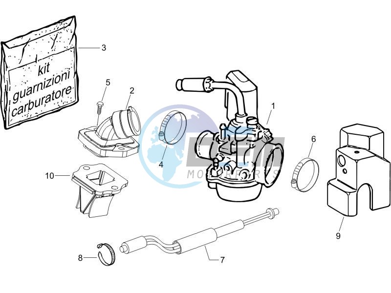 Carburettor assembly - Union pipe