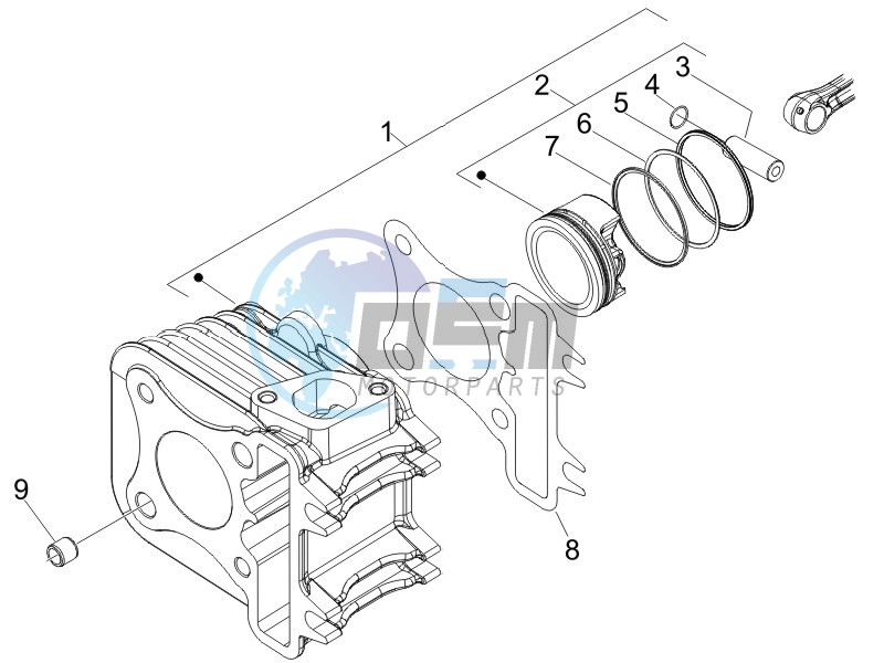 Cylinder-piston-wrist pin unit