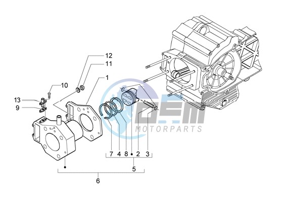 Cylinder-piston-wrist pin assy