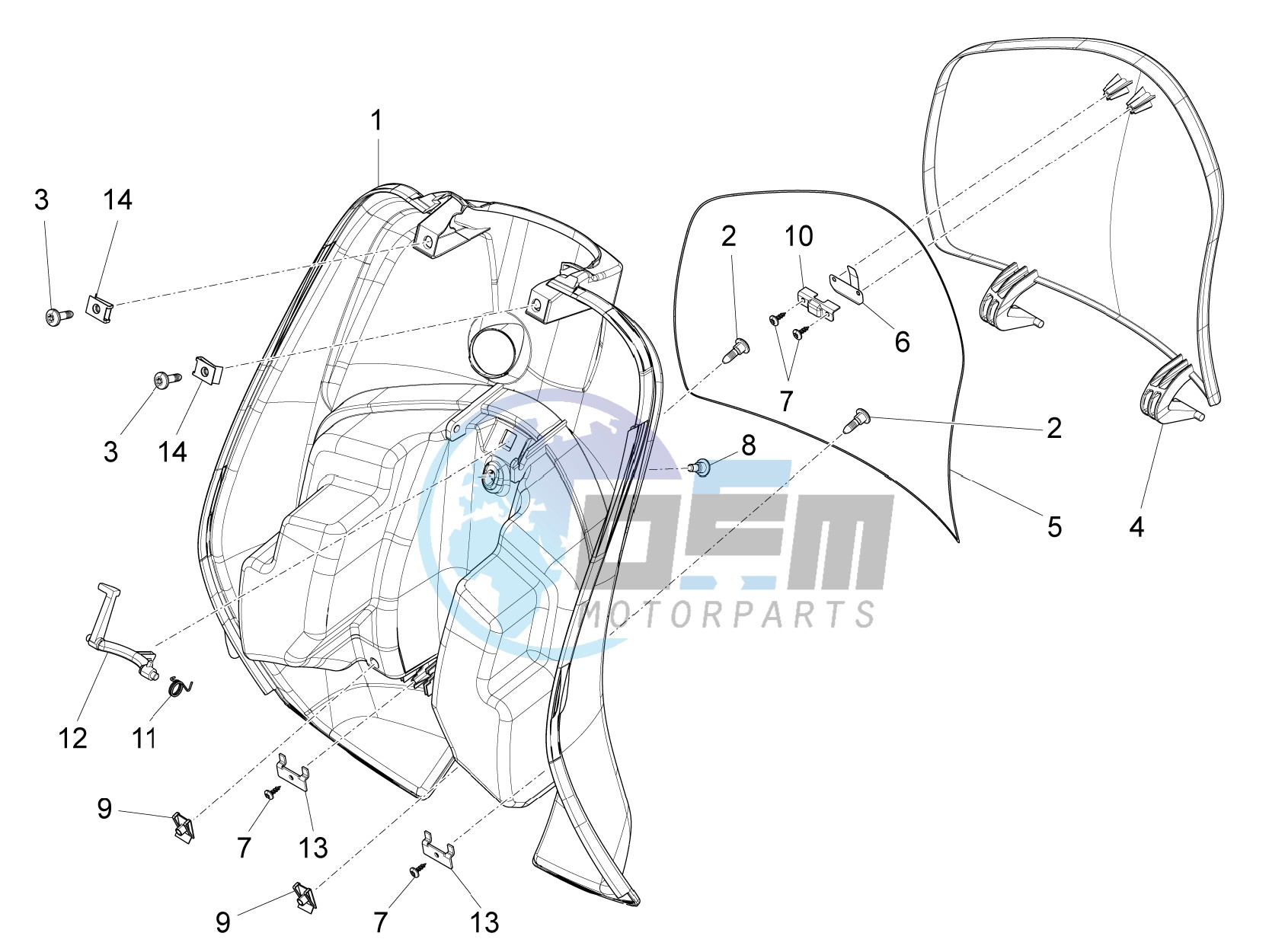 Front glovebox - Knee-guard panel