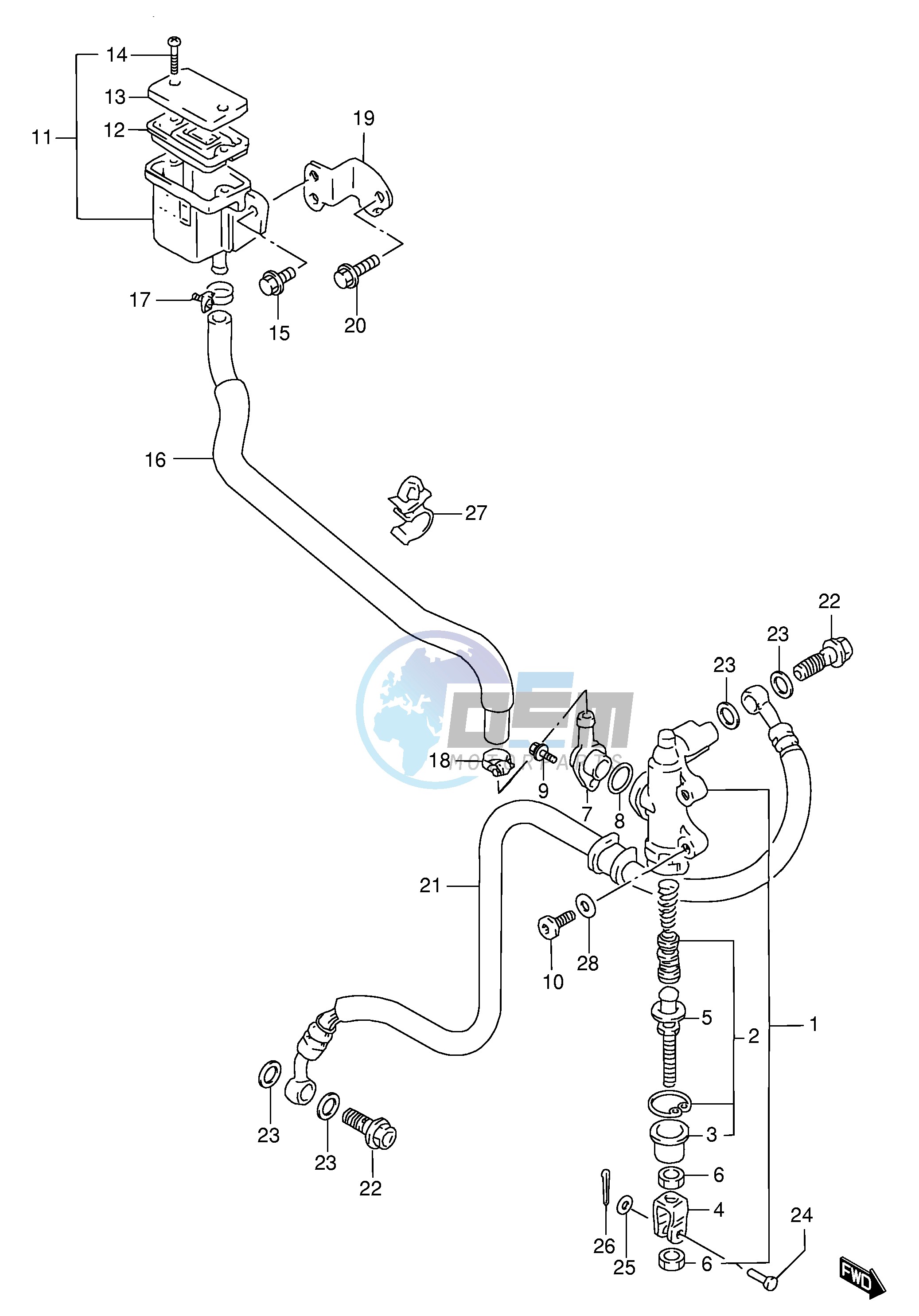 REAR MASTER CYLINDER (MODEL P R)