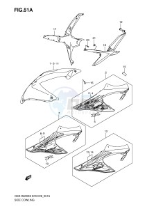 GSX-R600 (E3-E28) drawing SIDE COWLING (MODEL K9)