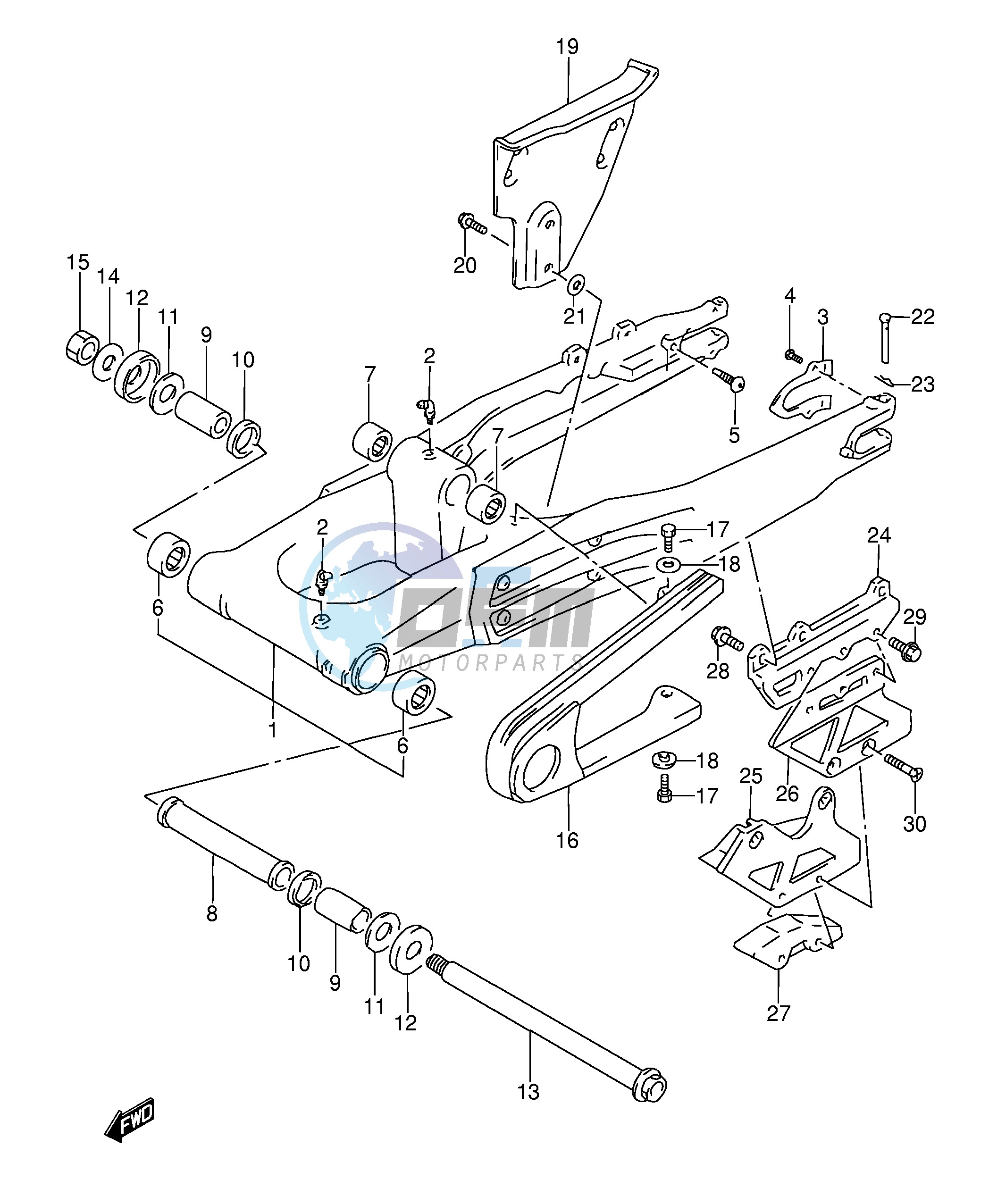 REAR SWINGING ARM (MODEL R S T)