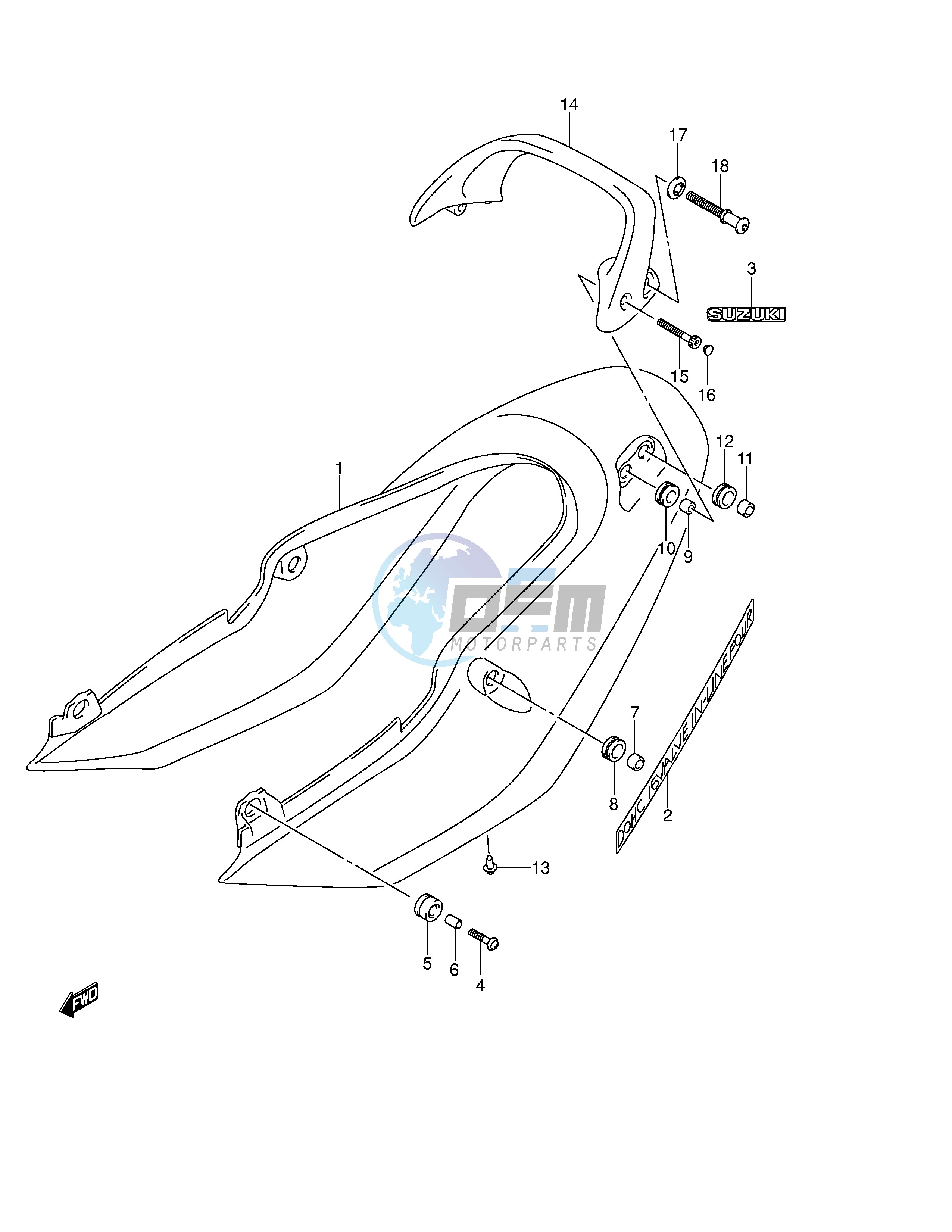 SEAT TAIL COVER (GSF600SK4 SUK4)