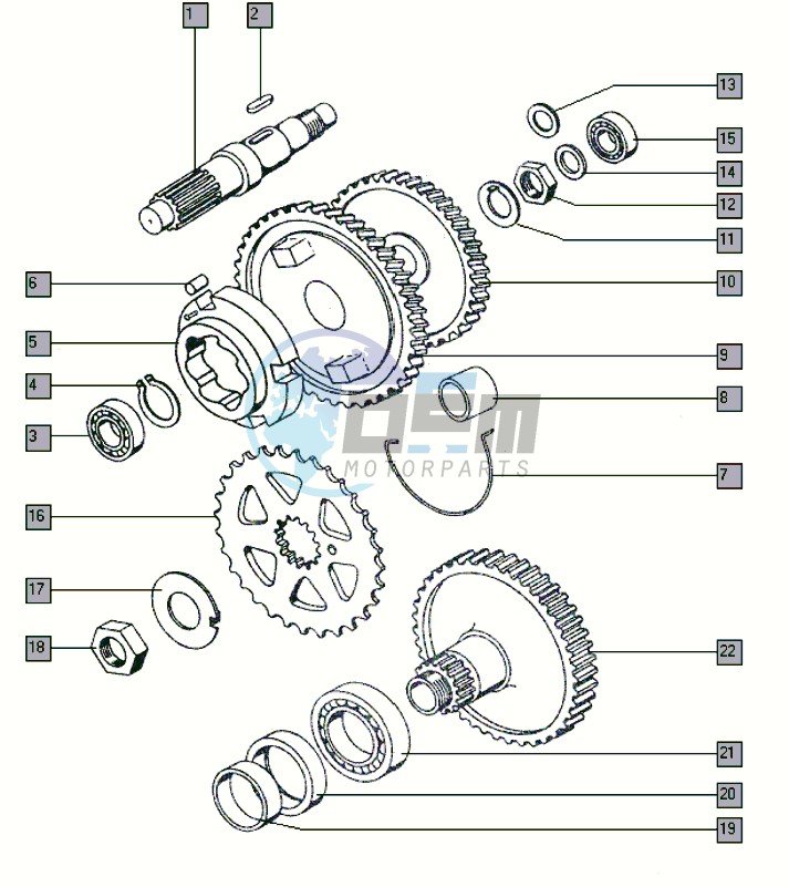 Countershaft-mainshaft