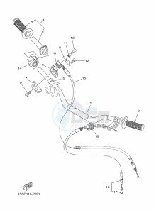 YZ125 (B4XE) drawing STEERING HANDLE & CABLE