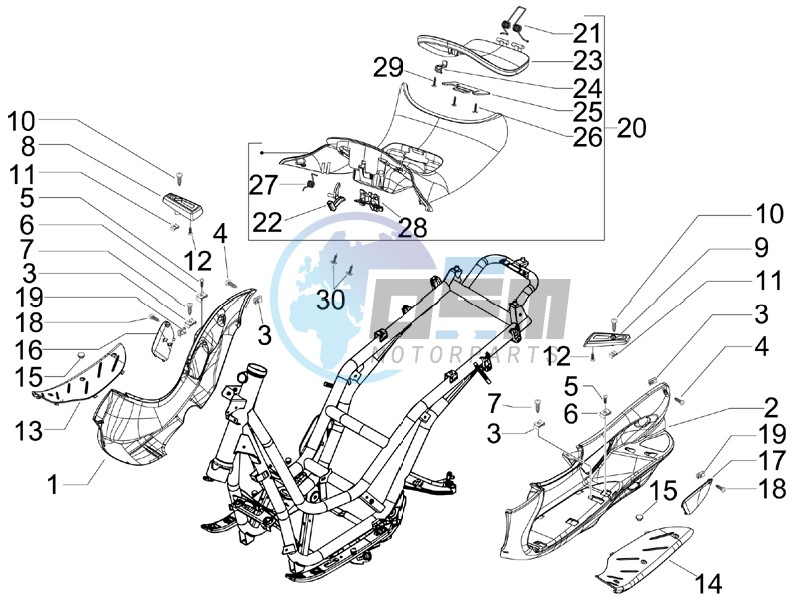 Central cover - Footrests