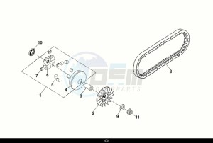 JET X 125 (XH12WW-EU) (E5) (M1) drawing MOVABLE DRIVE FACE ASSY