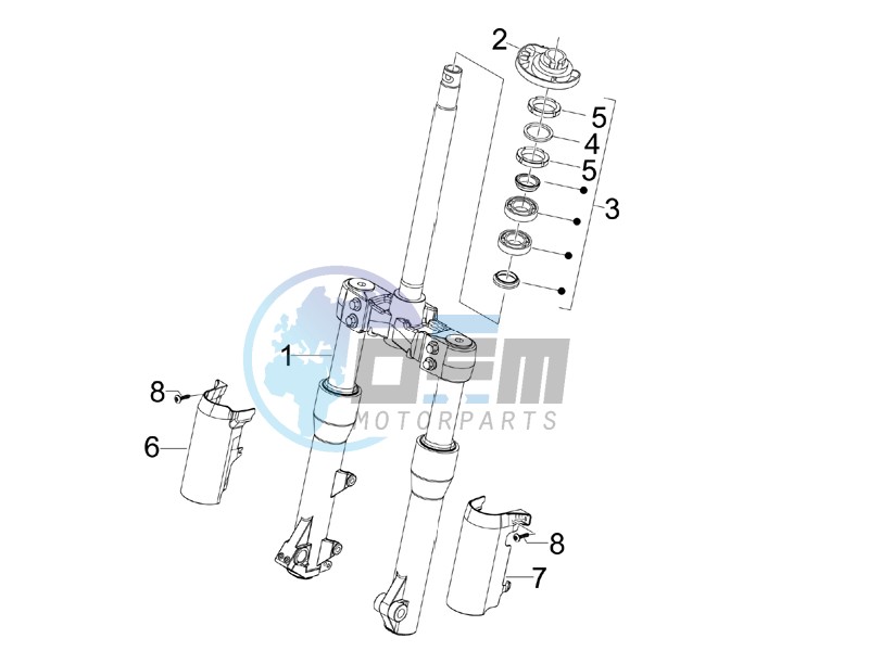 Fork steering tube - Steering bearing unit