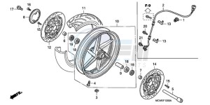 VFR800A9 France - (F / ABS CMF MME TWO) drawing FRONT WHEEL